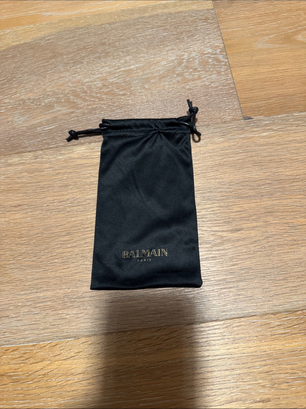 Balmain Black Sunglasses Drawstring Pouch with Gold Logo